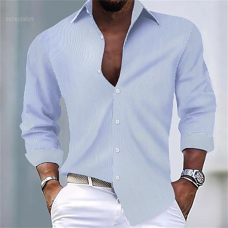 Herren Hemd Blau-Weiss Gestreift – Bild 5 | LuxeStyle