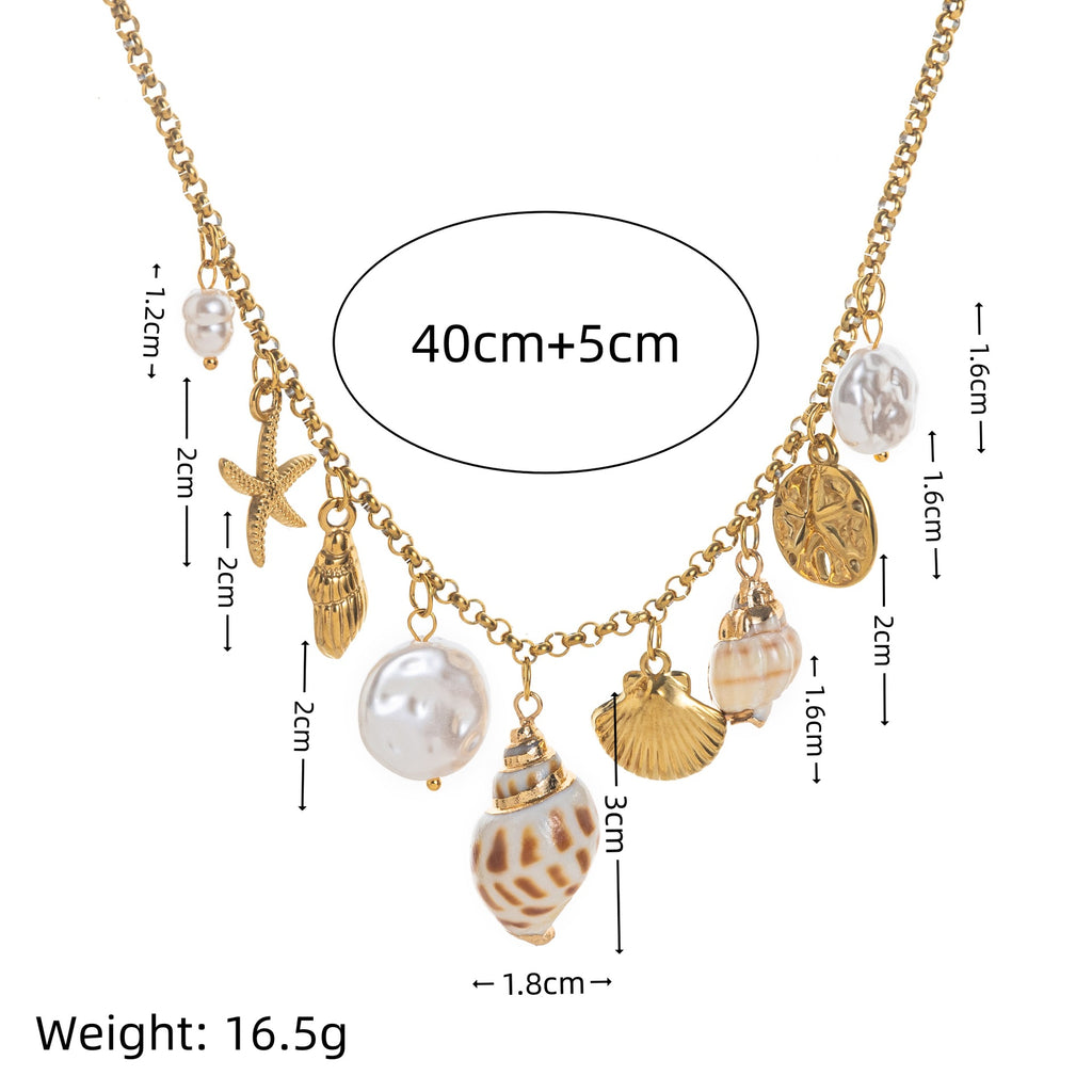 18K Edelstahl-Halskette mit Stern-Design