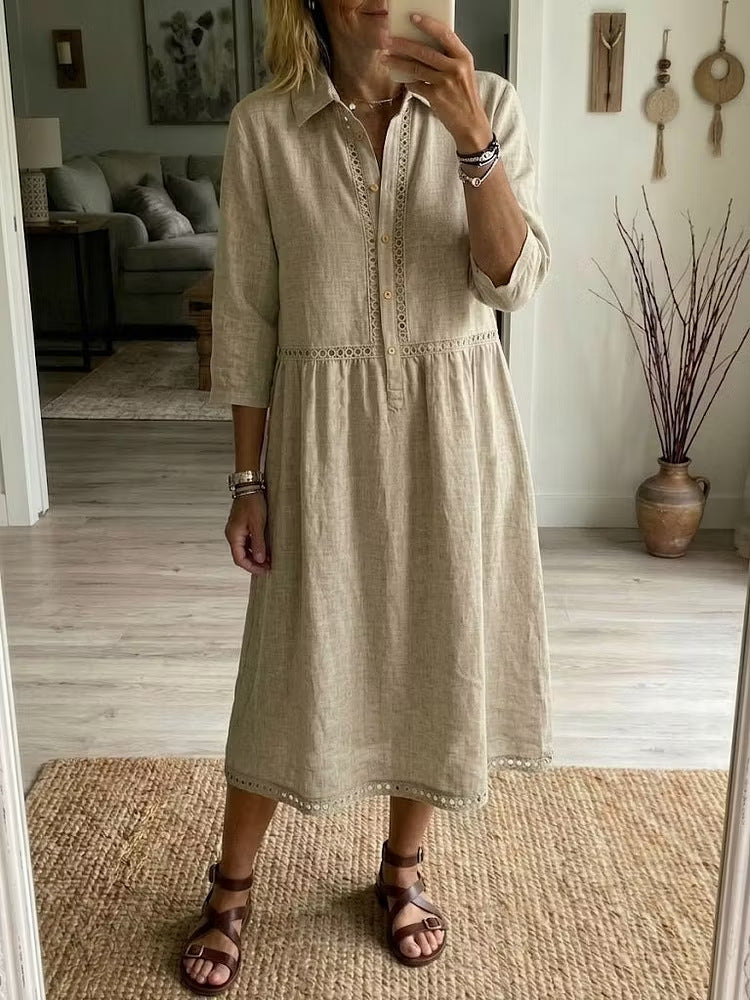 Elegant & Casual Dreiviertelarm Damenhemddress