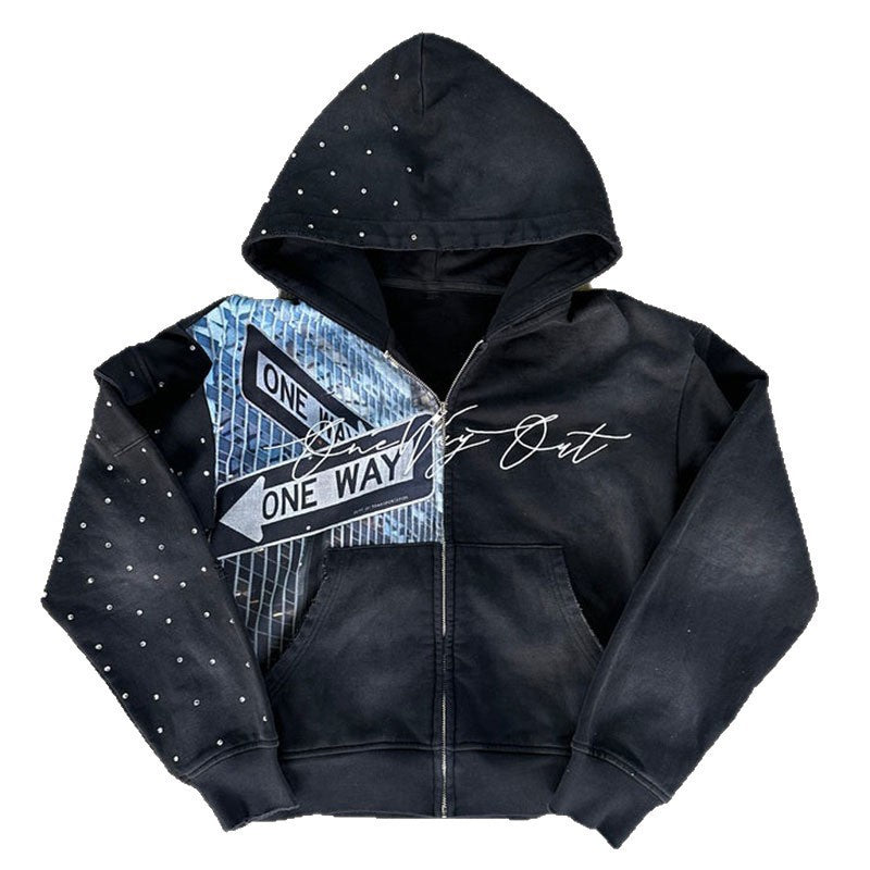 Kapuzen-Sweatshirt mit Cartoon-Print für Herren – Ansicht 3