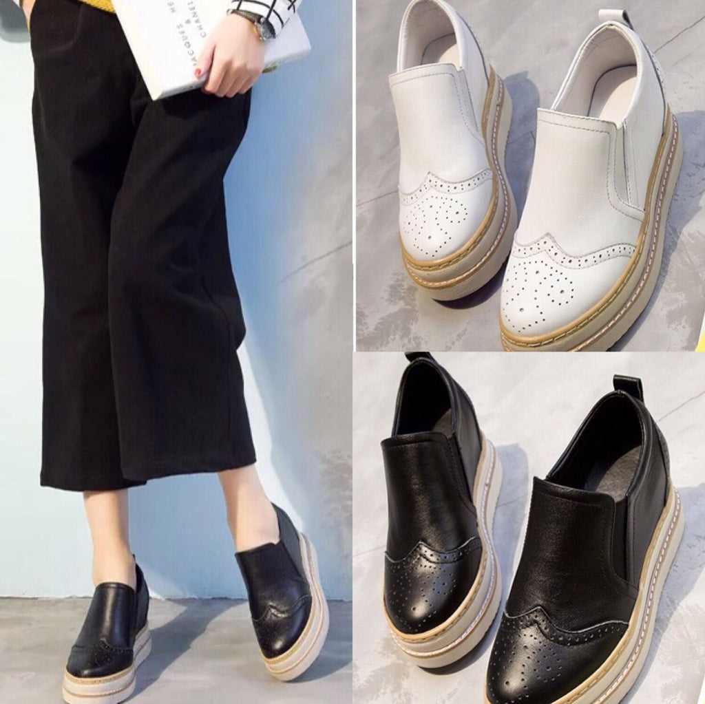 Brogue Plateau-Schuhe aus Leder mit Absatzerhöhung
