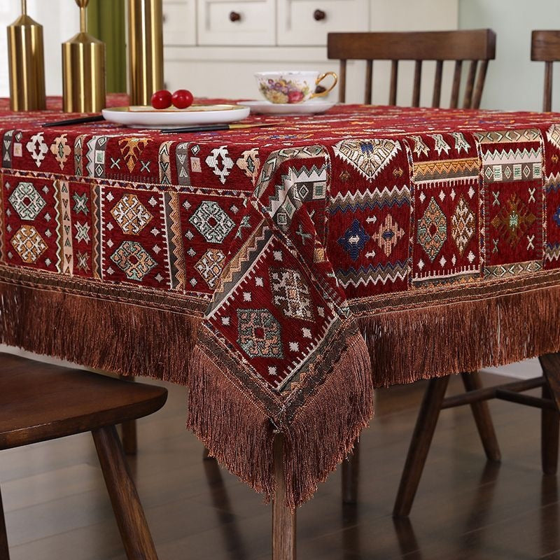 Tischdecke aus Chenille mit geometrischem Muster – Bild 8 | LuxeStyle