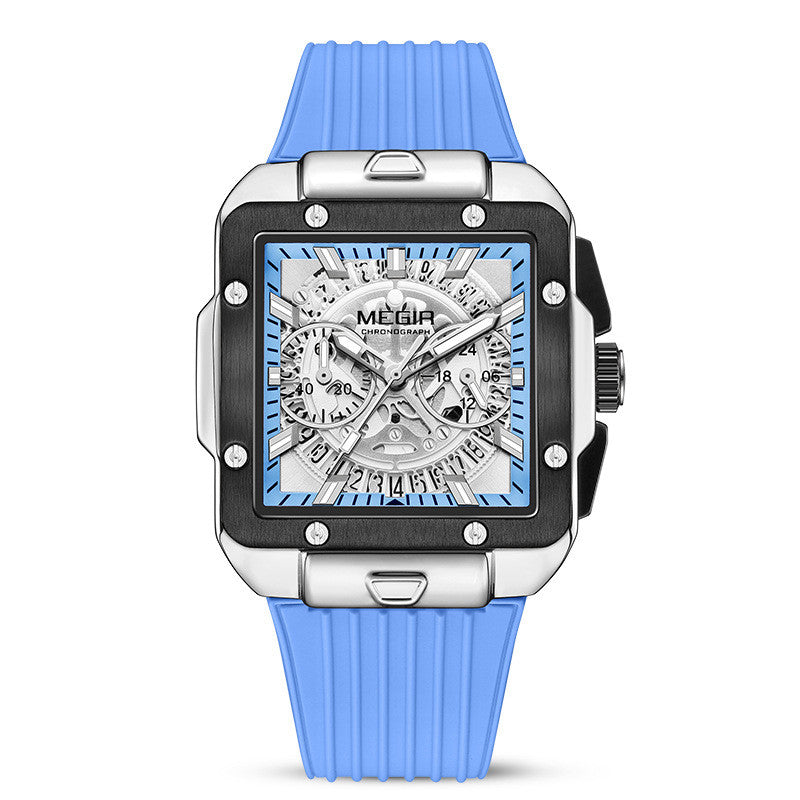 Quadratische Herrenuhr mit Silikonarmband – Bild 6 | LuxeStyle