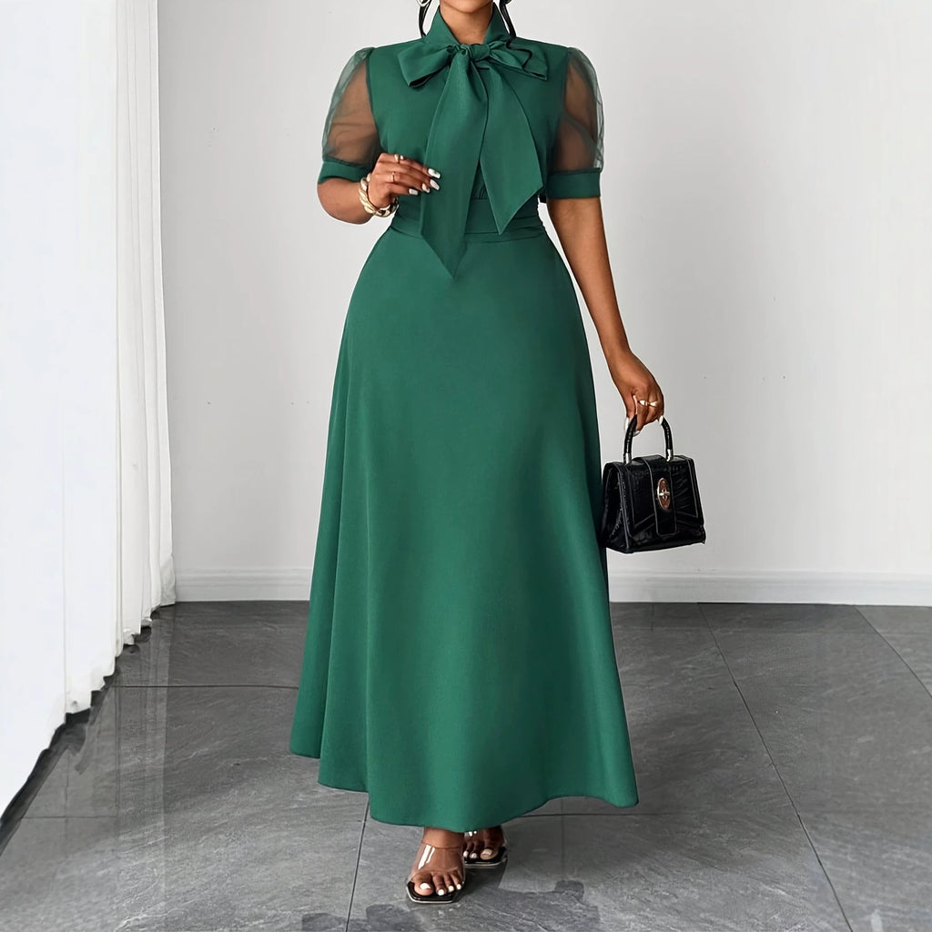 Midikleid mit Mesh und Schleifendetail