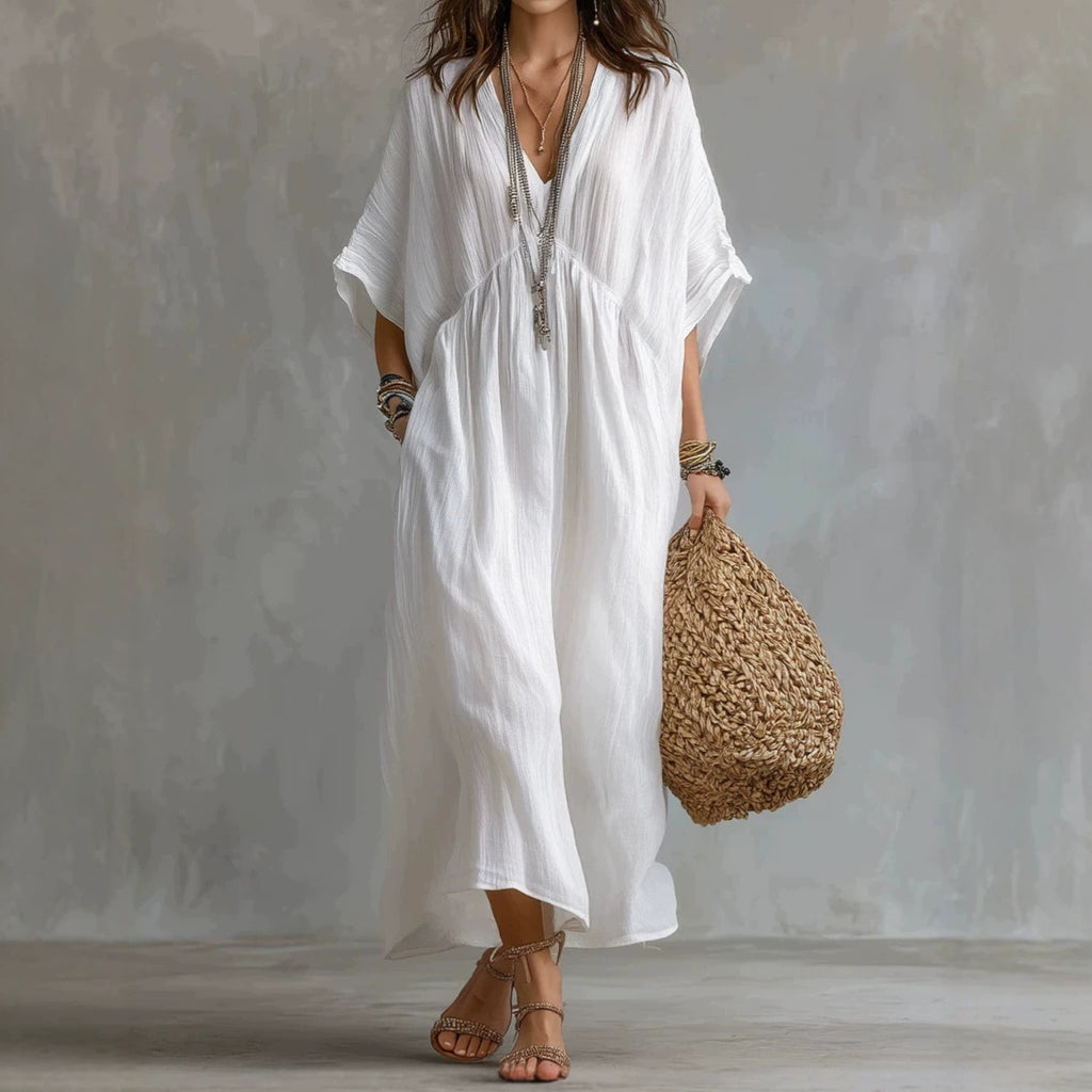Locker sitzendes Baumwoll-Leinen-Kleid – Bild 9 | LuxeStyle