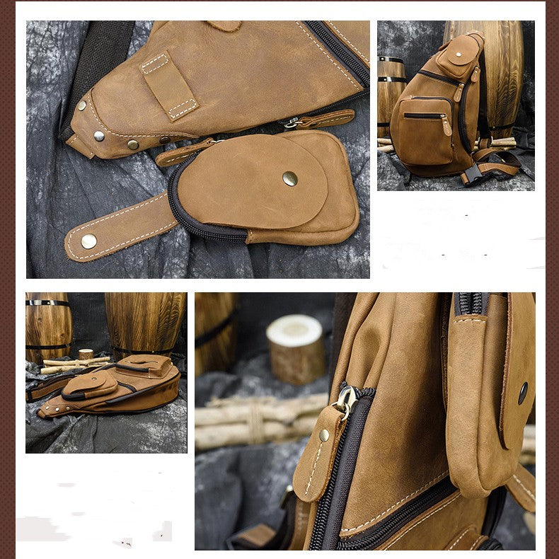 Retro Brusttasche aus echtem Leder