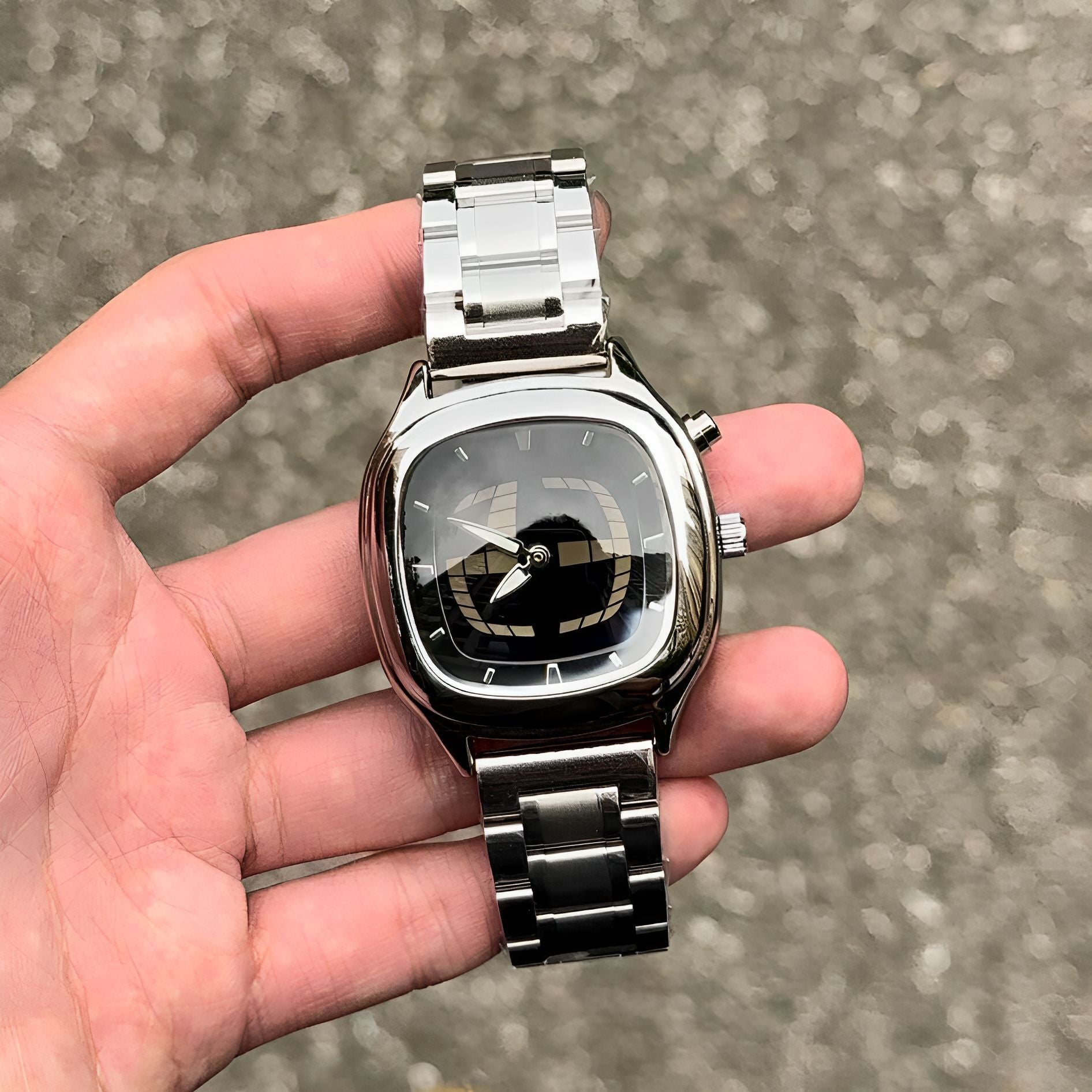 Retro-Armbanduhr Edelstahl