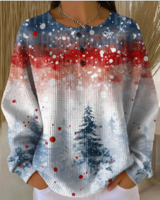 Weihnachtliches Plaid-Hoodie mit Druckknöpfen