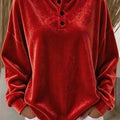 Samt-Sweatshirt mit Knopfleiste