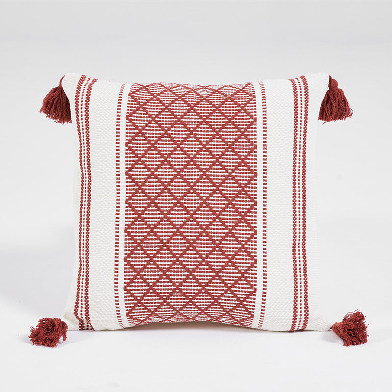 Geometrischer Jacquard Kissenbezug mit Quasten – Bild 4 | LuxeStyle