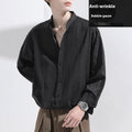 Herren Seersucker Langarmhemd Schwarz – Bild 6 | LuxeStyle