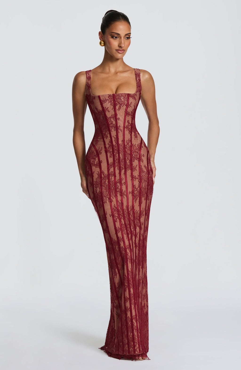 Elegantes Mesh-Kleid mit Vertikalstreifen
