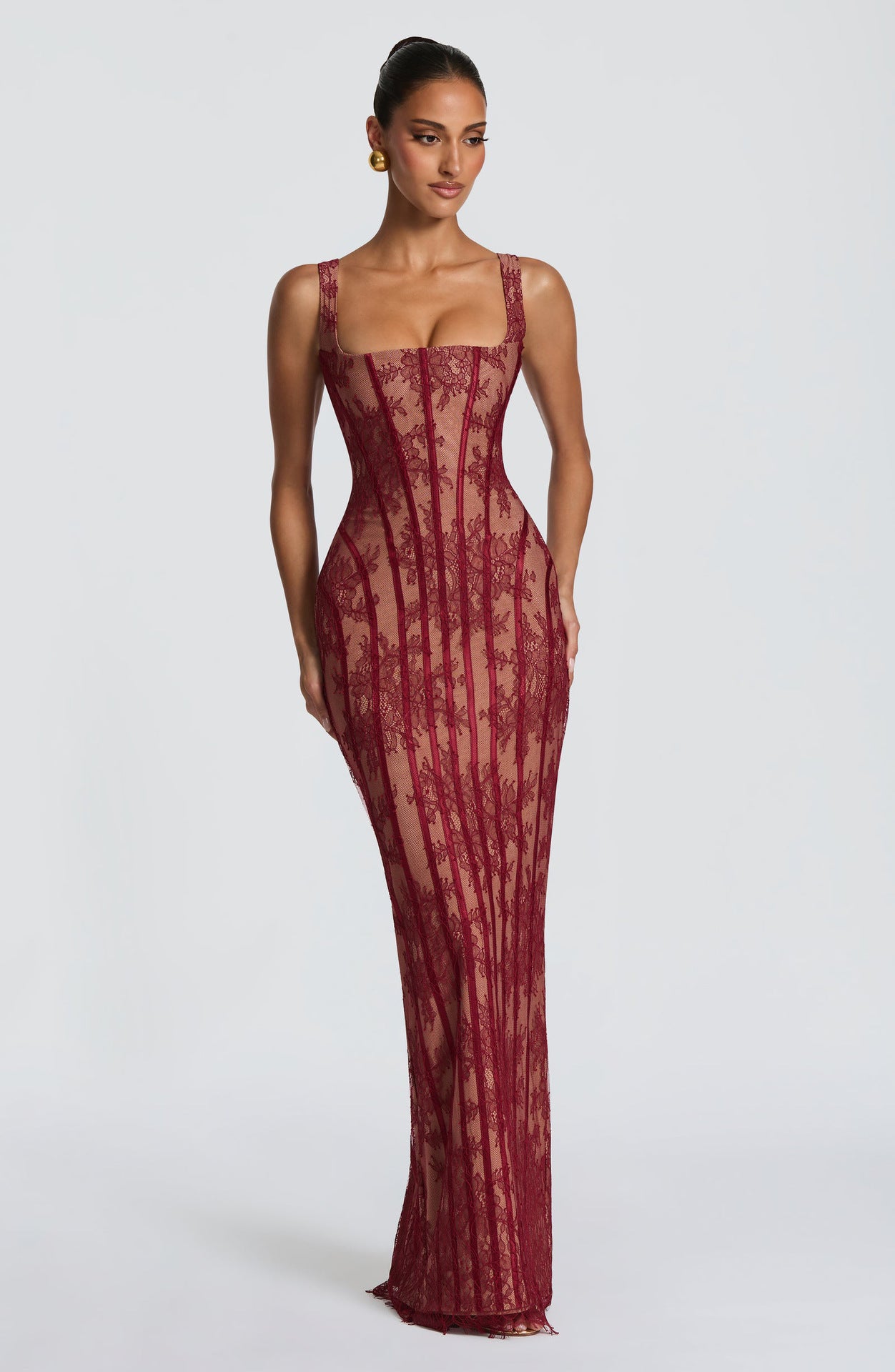Elegantes Mesh-Kleid mit Vertikalstreifen