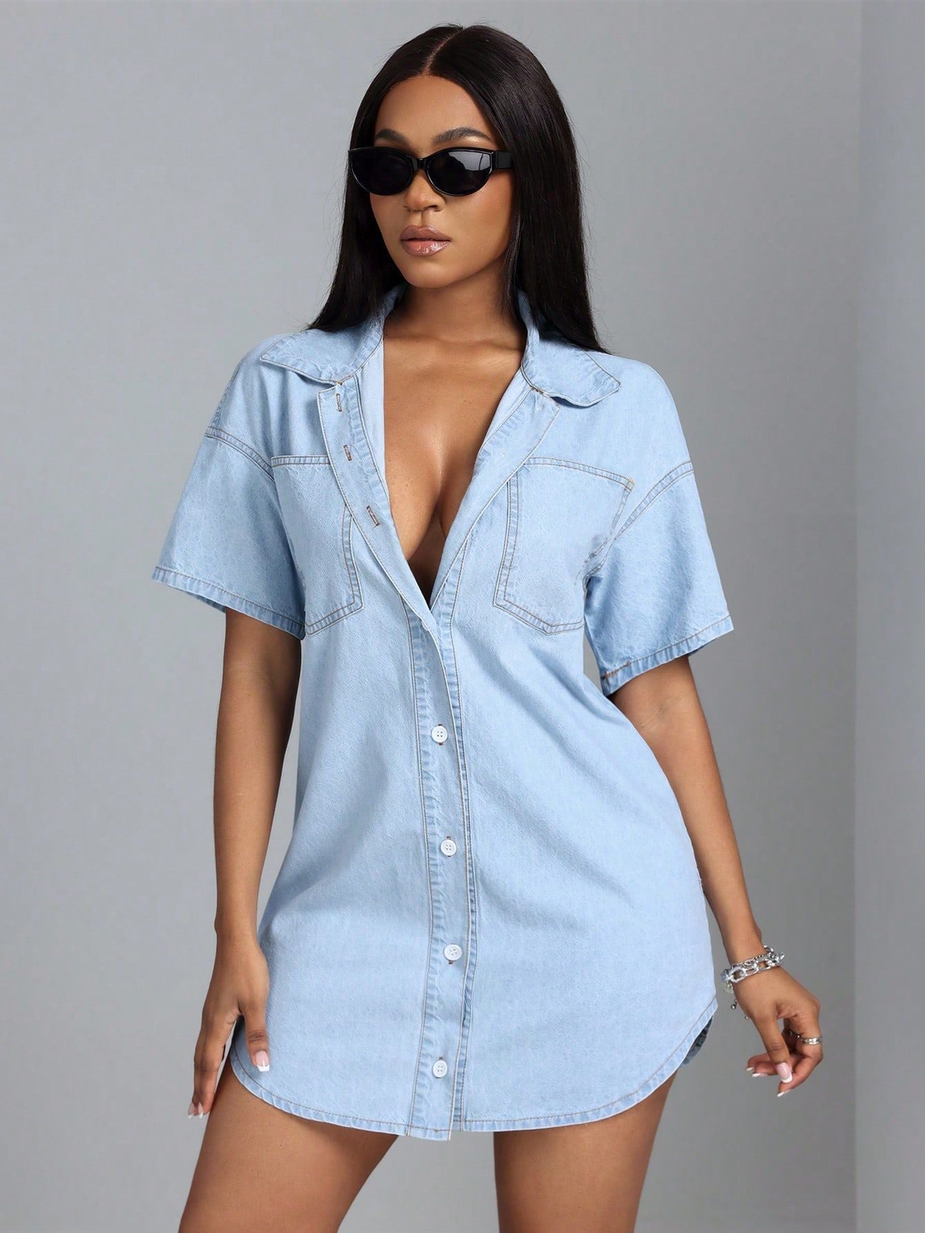 Denim-Shirt mit Kurzarm