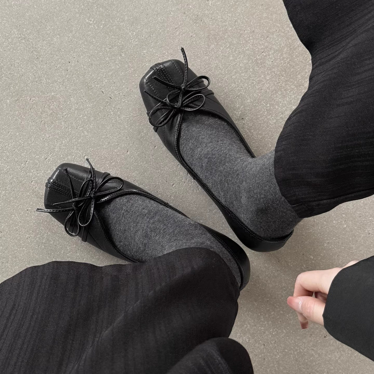 Französische Ballet Flats mit eckiger Spitze