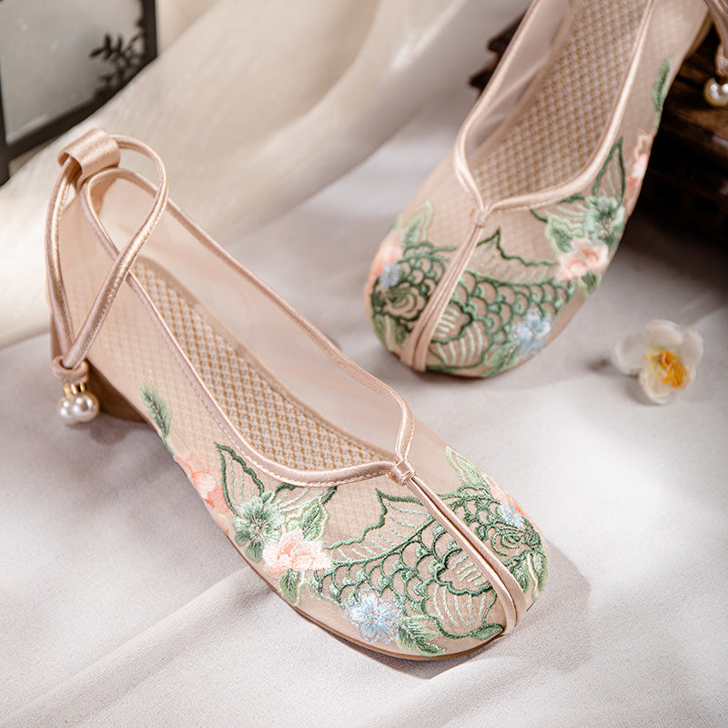 Bestickte Mesh Flats im Hanfu-Stil