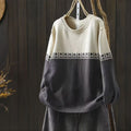 Preppy Baumwollpullover mit Rundhalsausschnitt