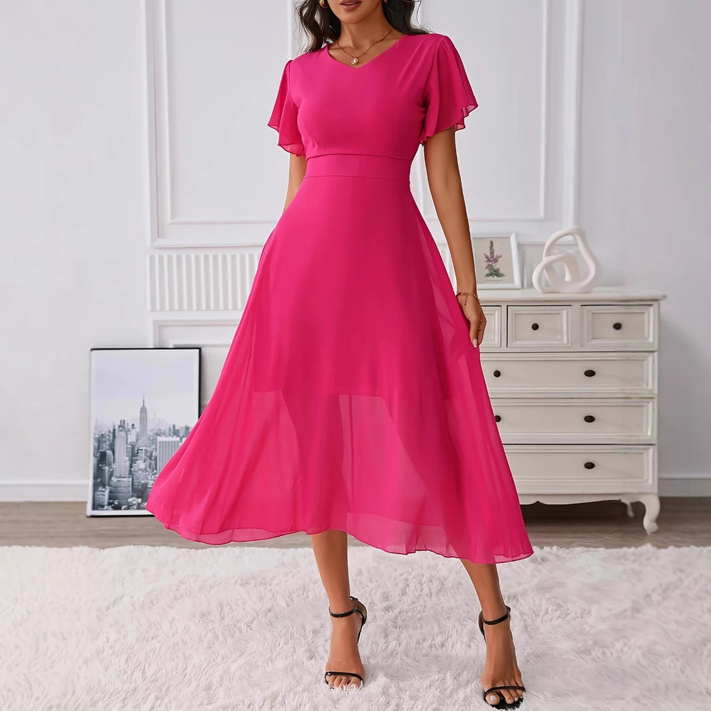 Elegantes Chiffonkleid mit V-Ausschnitt | LuxeStyle
