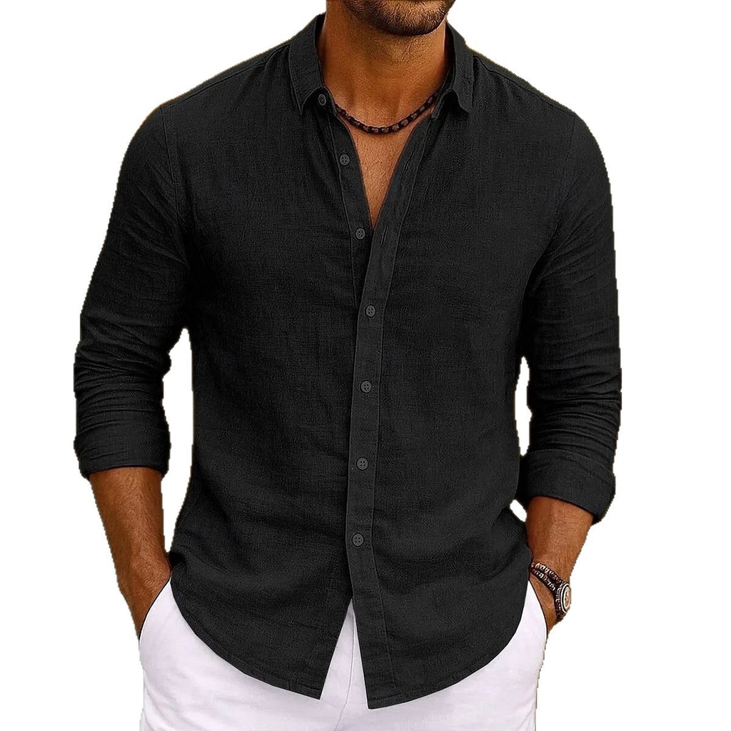 Unisex Langarmhemd aus Baumwoll-Leinen – Bild 2 | LuxeStyle