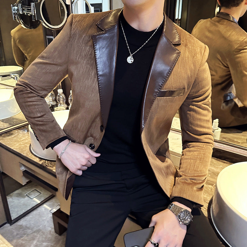 Lederjacke im Patchwork-Stil für Herren