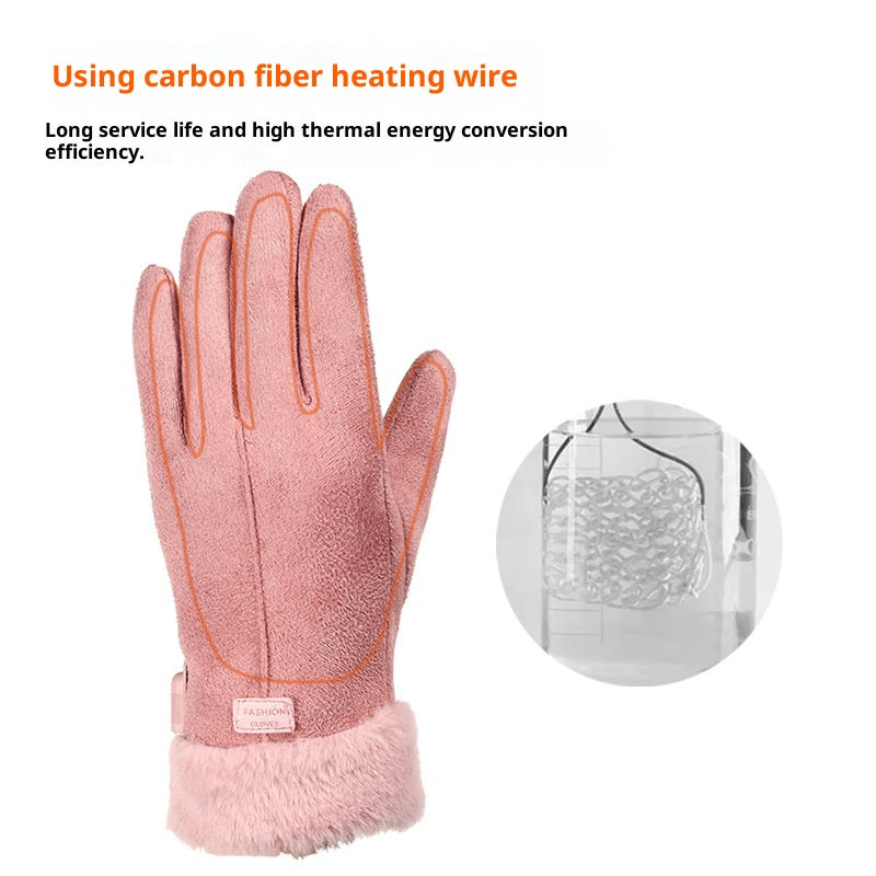 USB-beheizbare, wasserdichte Wildleder-Fingerhandschuhe