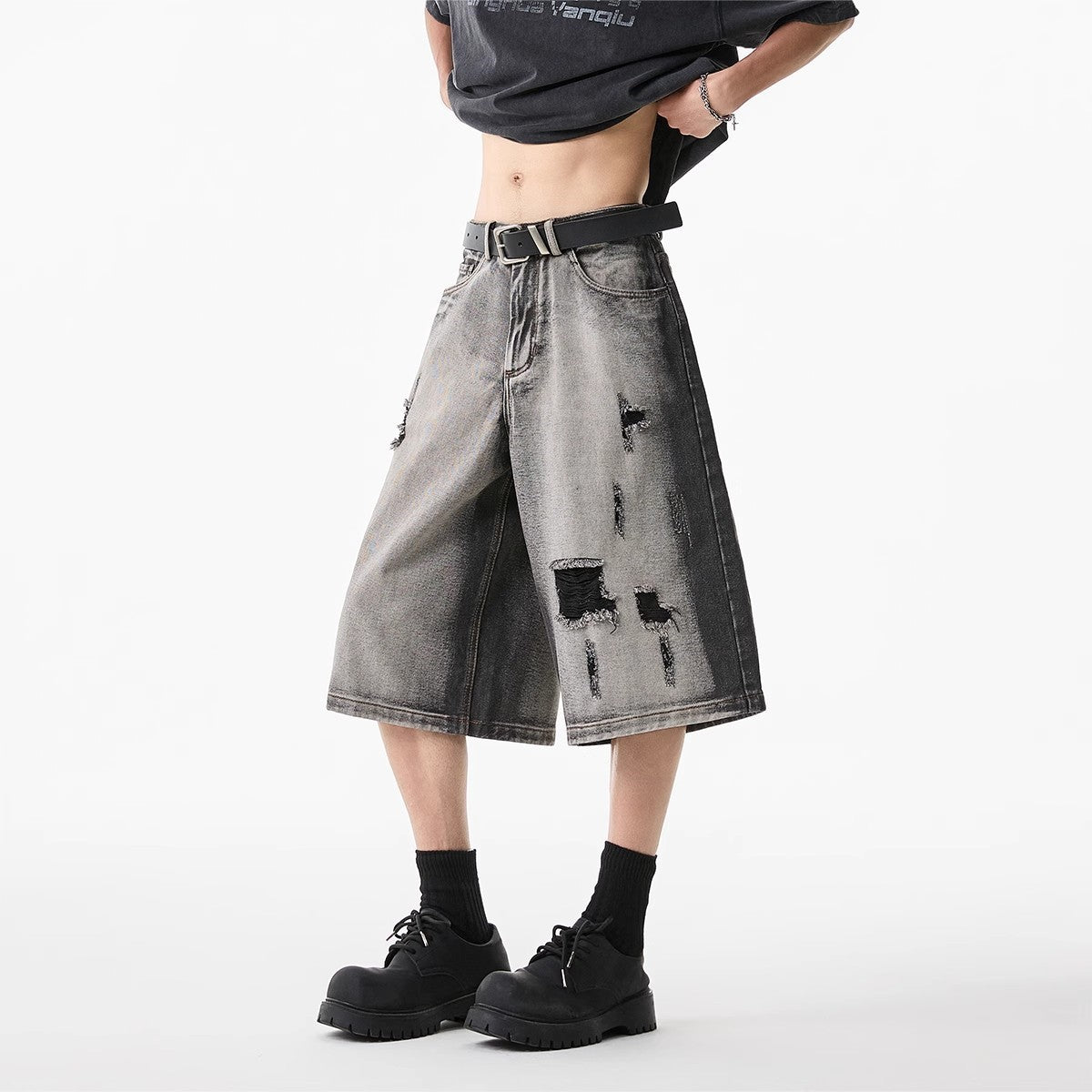 High Street Water Washed Denim Shorts