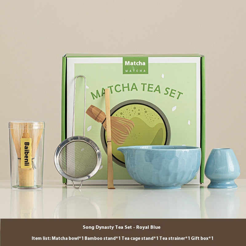 Matcha Schale mit Zubehör, Hammerschlagmuster