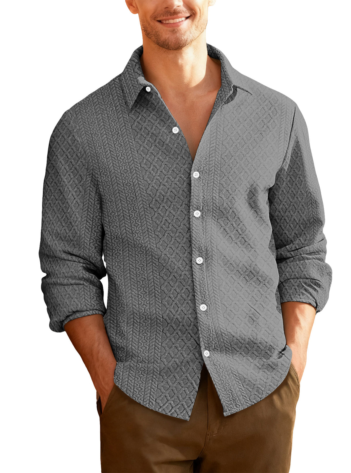 Strickjacke mit Reverskragen für Herren – Bild 7 | LuxeStyle