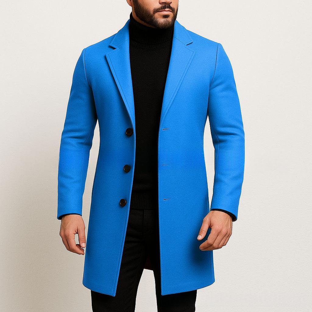 Einfarbiger Slim Fit Trenchcoat aus Wollgewebe