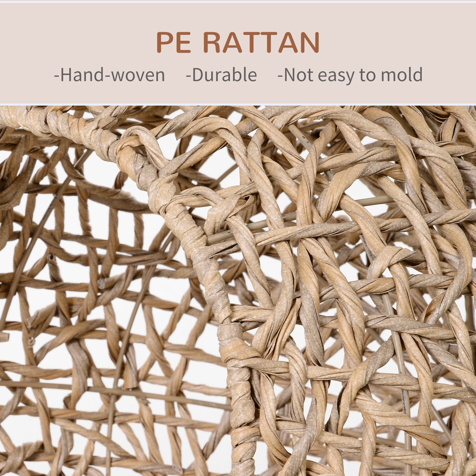 Elevierter Wicker-Katzenkorb mit Polster, Beige