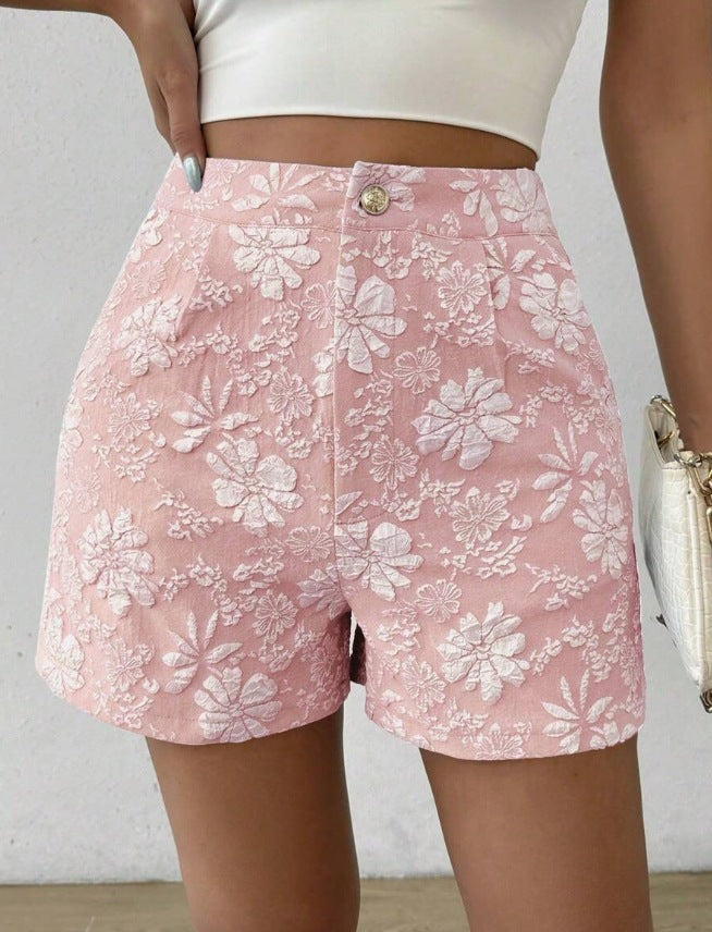 Elegante Jacquard-Shorts mit hoher Taille