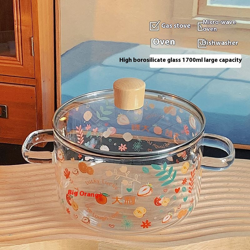 Grosse Instant-Noodle-Schale aus hitzebeständigem Glas