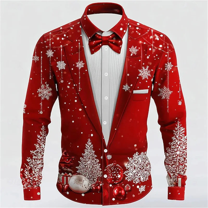 Herren Hemd mit Schneeflocken-Krawatten-Print – Bild 7 | LuxeStyle