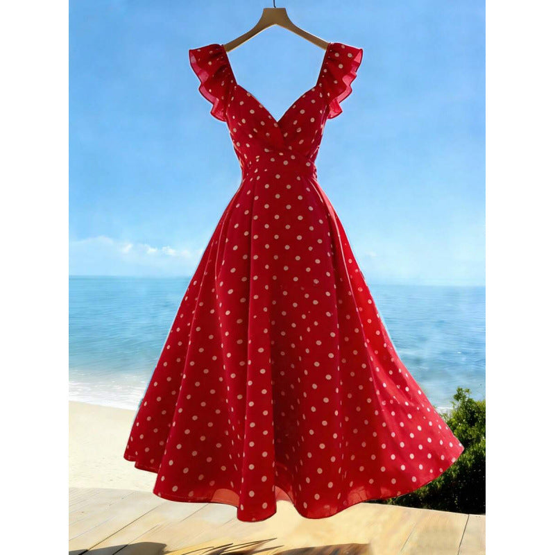 Freizeitkleid mit V-Ausschnitt und Rüschen – Bild 4 | LuxeStyle