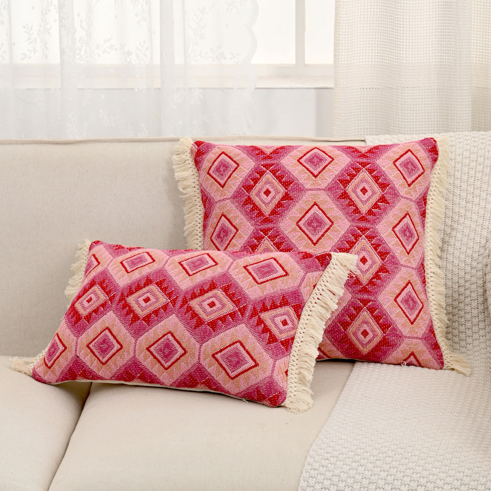 Jacquard Kissenhülle in Rosarot