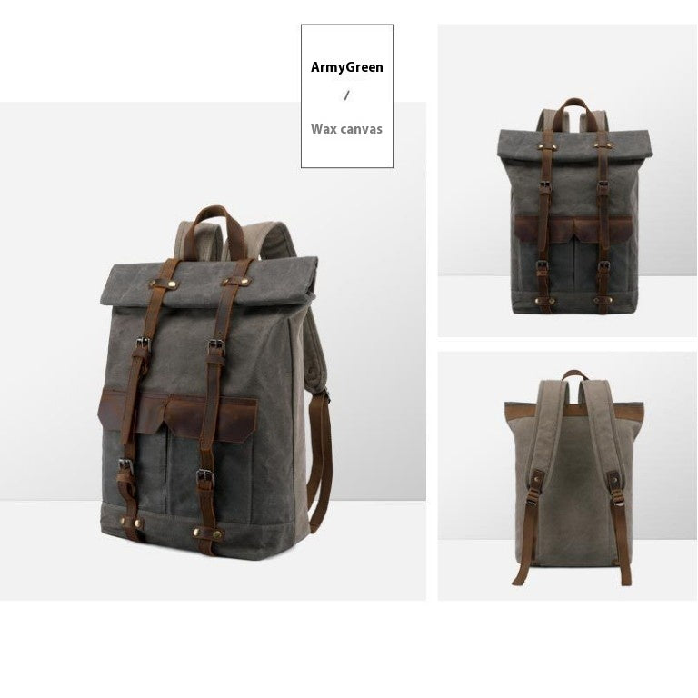 Vintage Rucksack aus Pferdeleder und Canvas