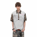 Herren-T-Shirt Camouflage Patchwork Kurzarm