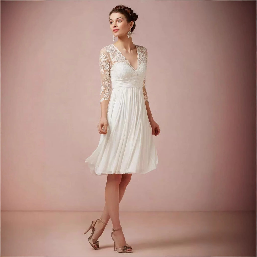 Elegantes Spitzen-Abendkleid mit V-Ausschnitt