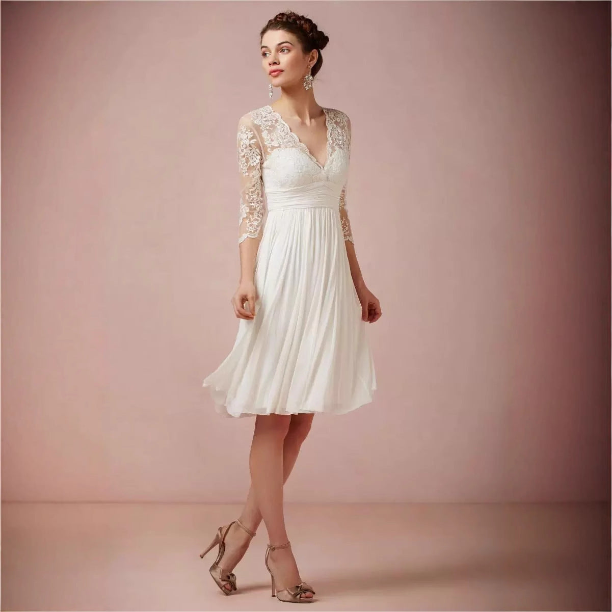 Elegantes Spitzen-Abendkleid mit V-Ausschnitt