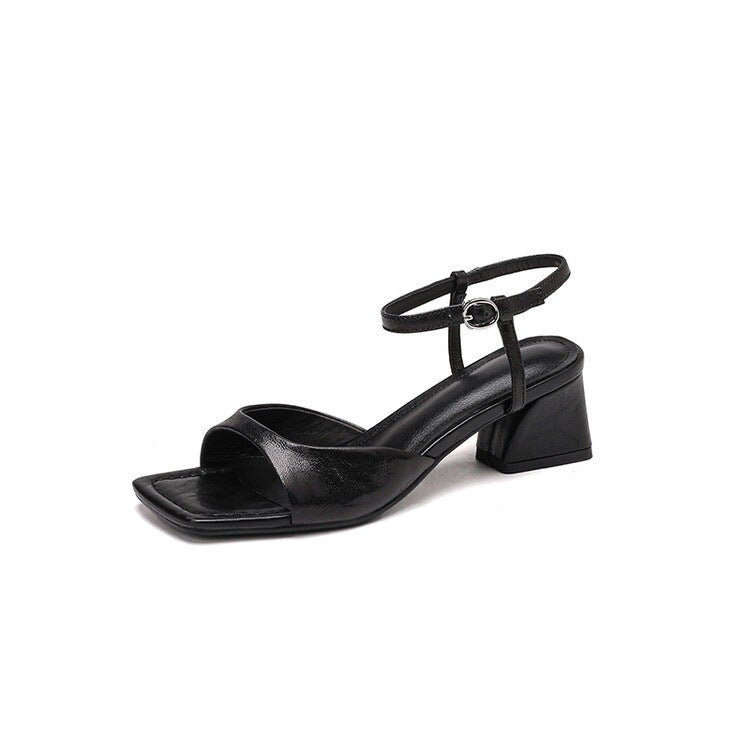 Vintage Peep-Toe Sandalen mit Schnalle