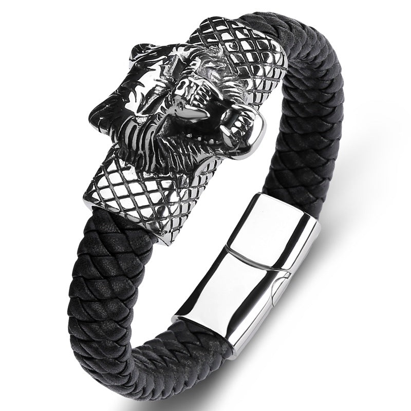 Tiger-Leopard Armband aus Edelstahl und Leder – Bild 12 | LuxeStyle