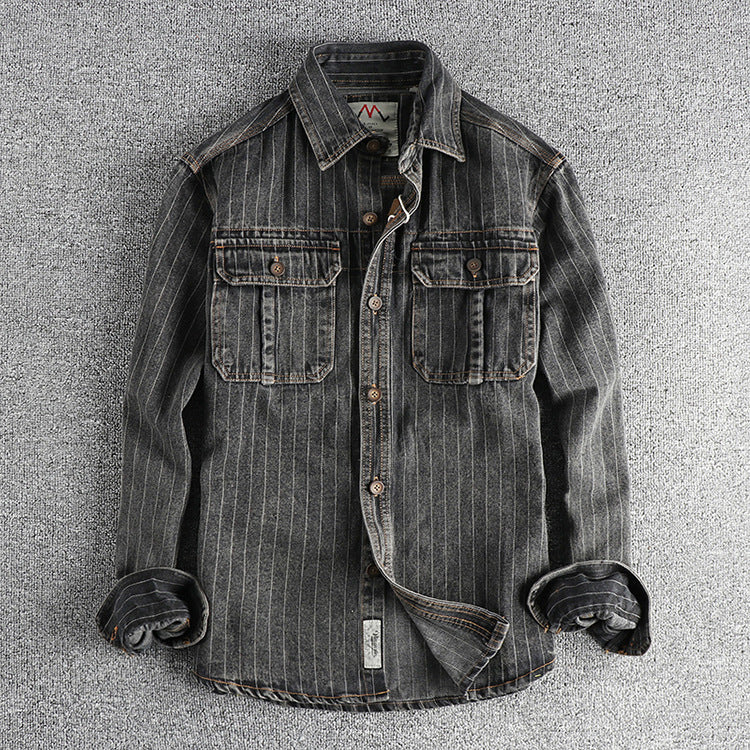 Herren Hemd aus Baumwolle, Schwarz-Grau Gestreift – Bild 4 | LuxeStyle