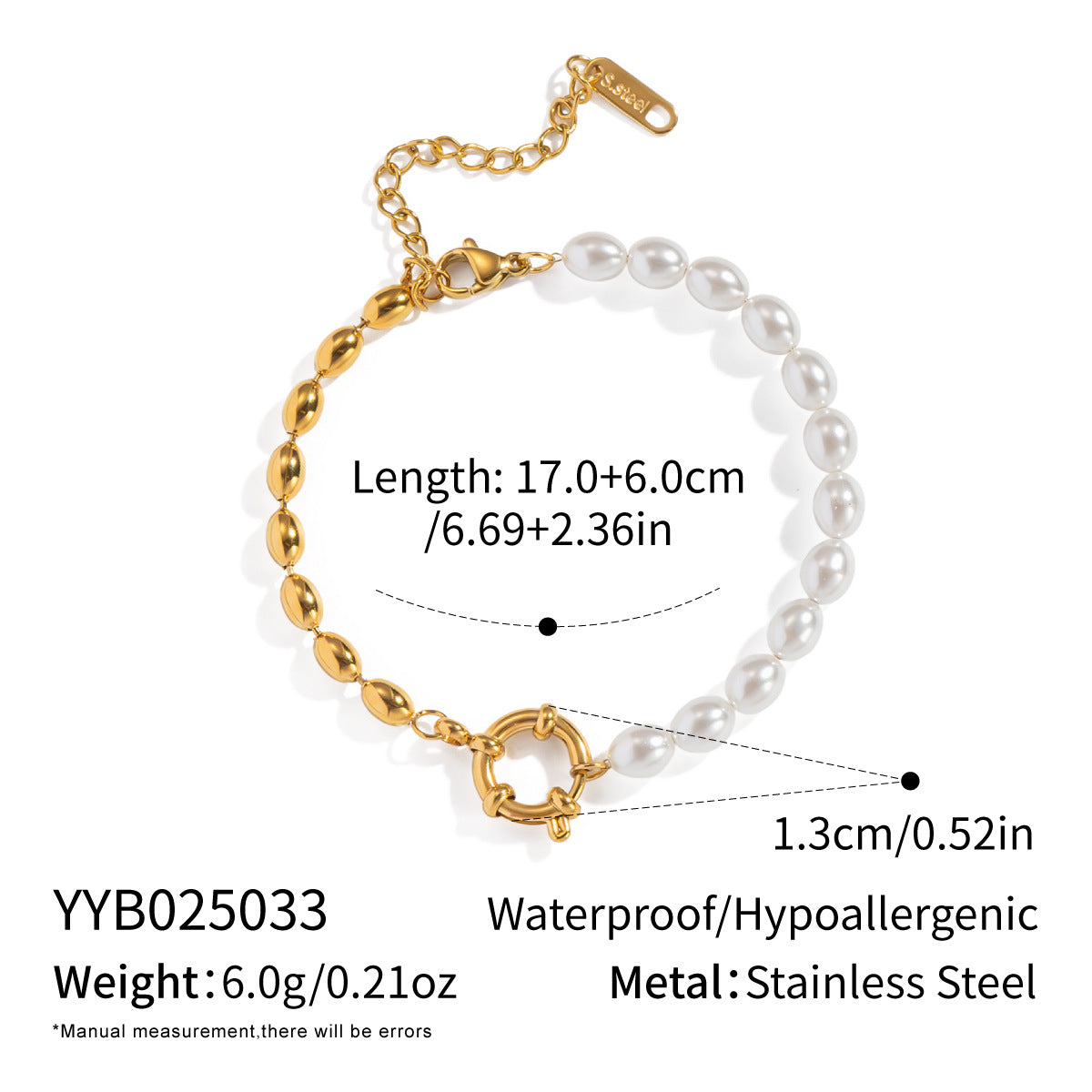Retro-Armband mit ovalen Goldperlen