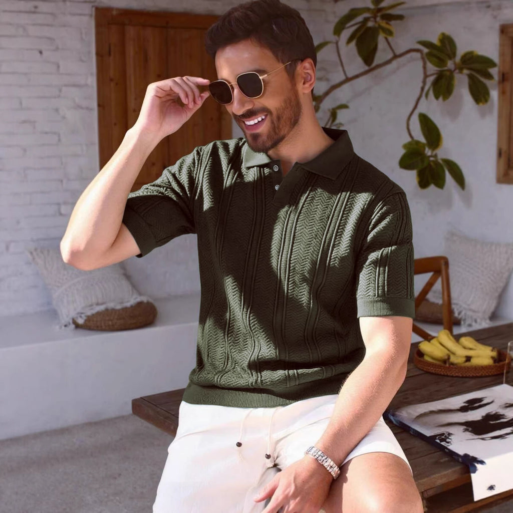 Polo-Shirt Strick Dunkelgrün – Bild 5 | LuxeStyle