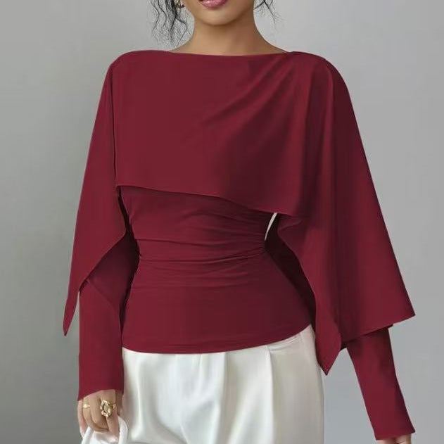 Elegantes Cape-Oberteil · Schalkragen