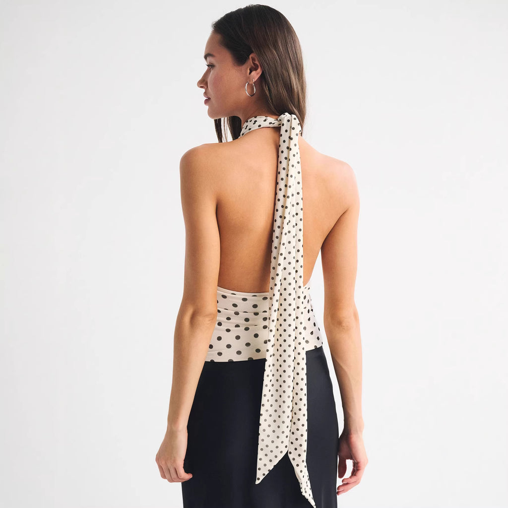 Retro Polka-Dot Halter Top für Damen