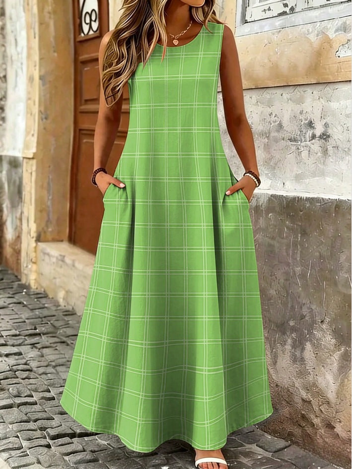 Plaid-Kleid mit Streifenmuster, ärmellos