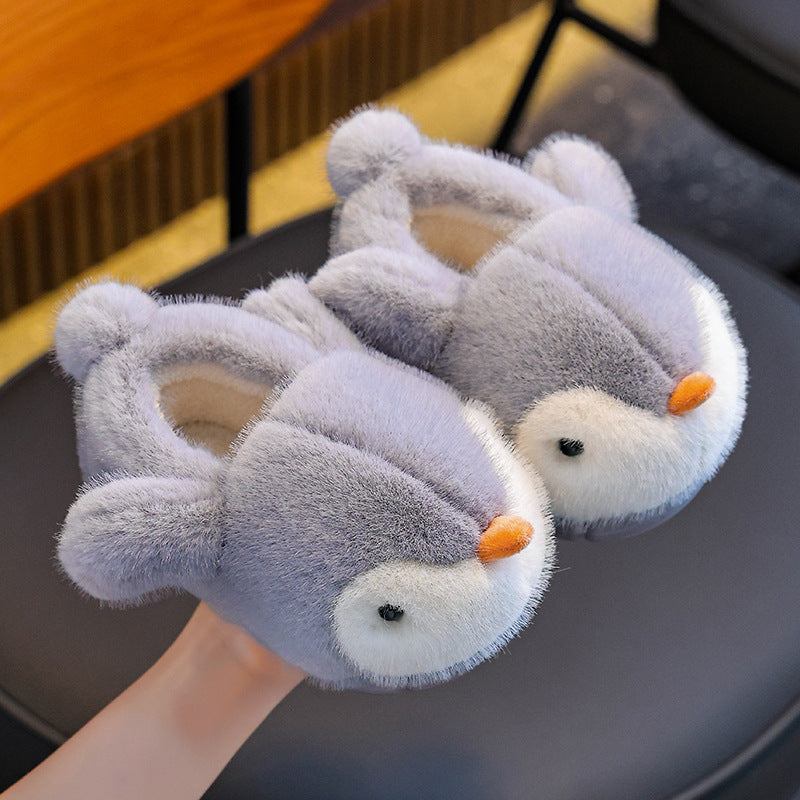 Warme Pinguin-Fleece-Hausschuhe für Kinder
