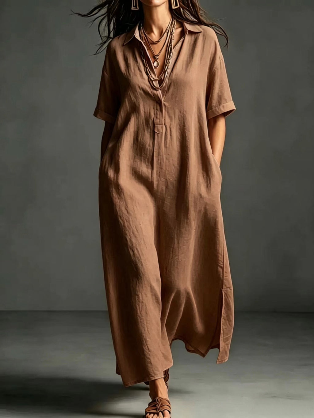 Elegantes knielanges Damen-Kleid mit Reverskragen
