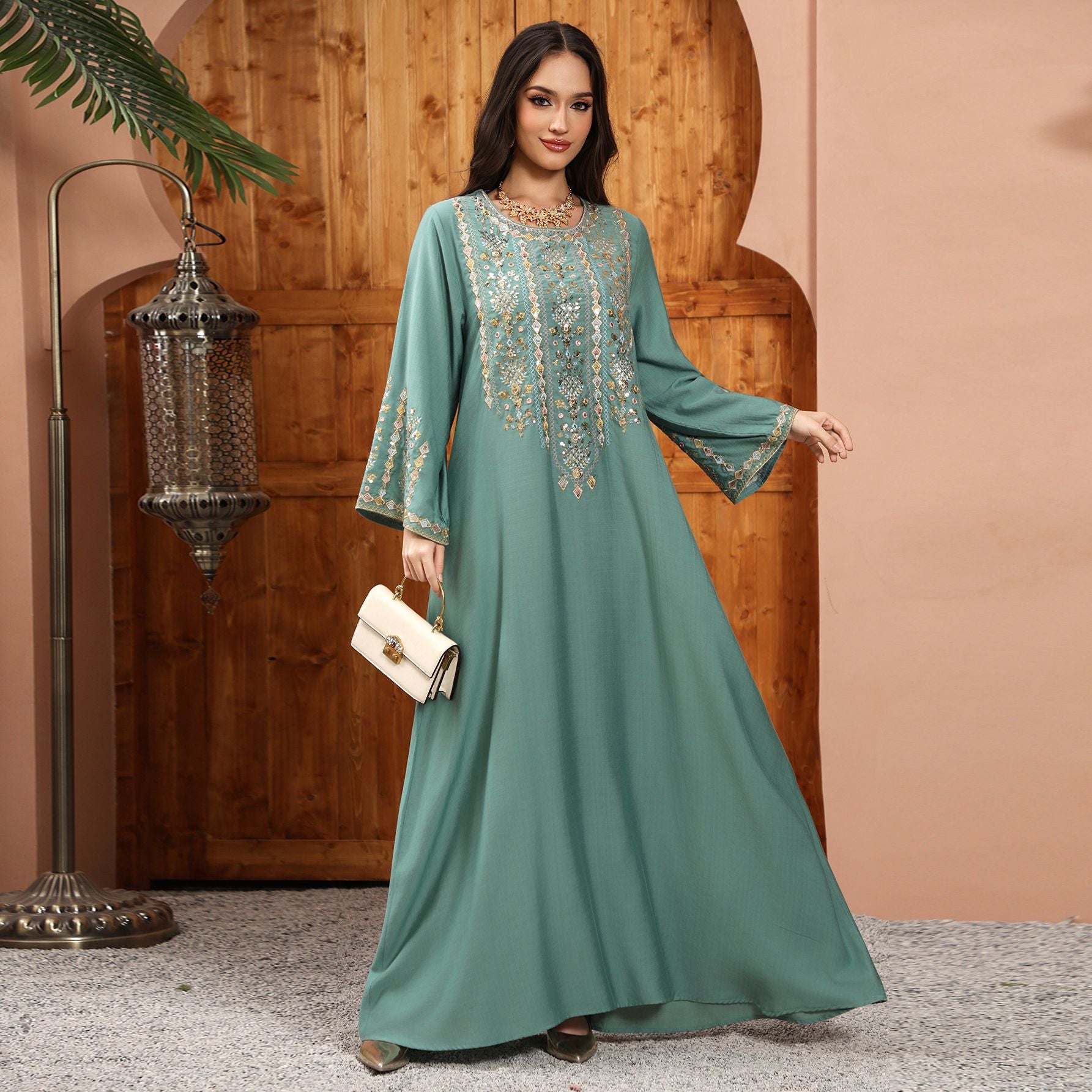 Besticktes Maxikleid für Damen